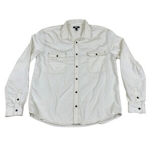 PAIGE Martin Shirt Mens XL Warm Moonlight White Denim Cotton Modal M201M61-B459